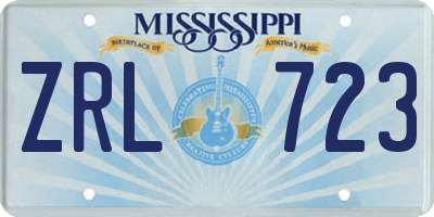 MS license plate ZRL723