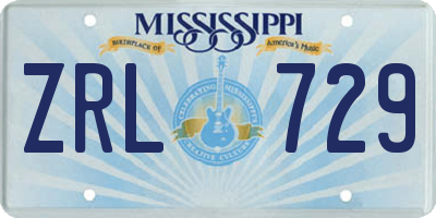 MS license plate ZRL729