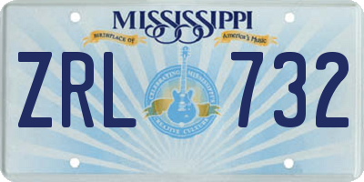 MS license plate ZRL732