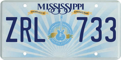 MS license plate ZRL733