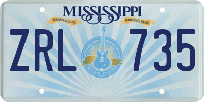 MS license plate ZRL735