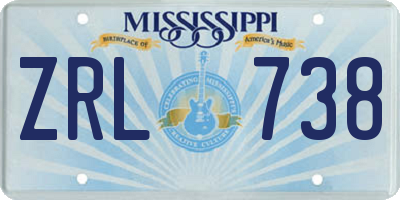 MS license plate ZRL738