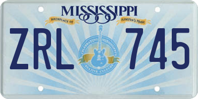 MS license plate ZRL745