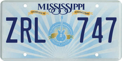 MS license plate ZRL747