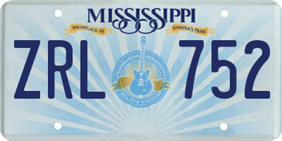 MS license plate ZRL752