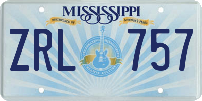 MS license plate ZRL757