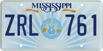 MS license plate ZRL761