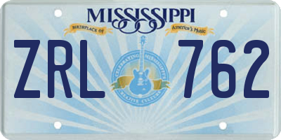 MS license plate ZRL762
