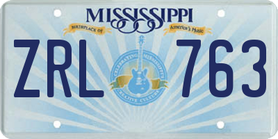 MS license plate ZRL763