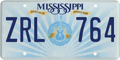 MS license plate ZRL764
