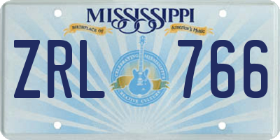 MS license plate ZRL766