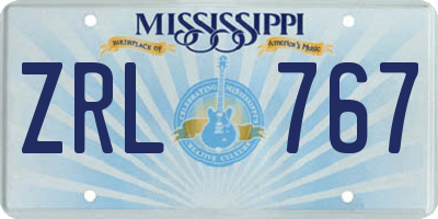 MS license plate ZRL767