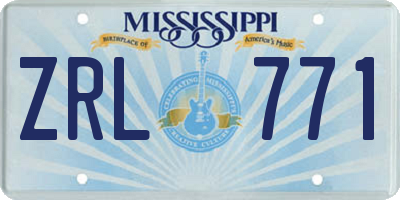 MS license plate ZRL771