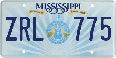 MS license plate ZRL775