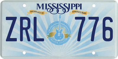 MS license plate ZRL776