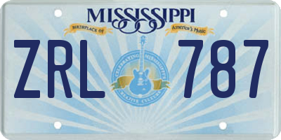 MS license plate ZRL787