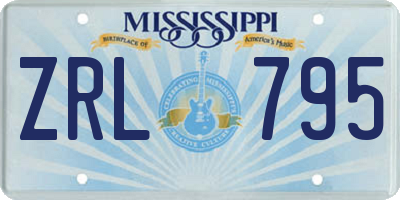 MS license plate ZRL795