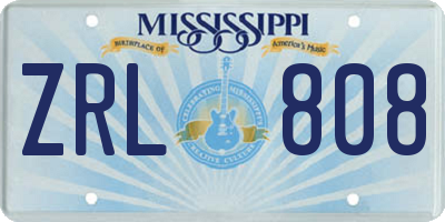 MS license plate ZRL808