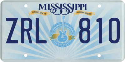MS license plate ZRL810
