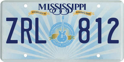 MS license plate ZRL812