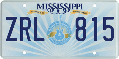 MS license plate ZRL815