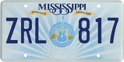 MS license plate ZRL817