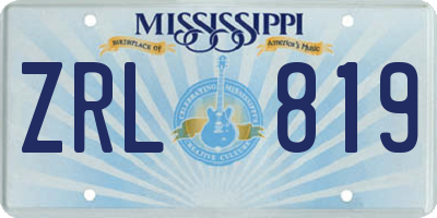 MS license plate ZRL819