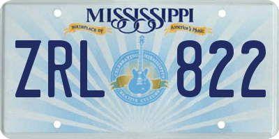 MS license plate ZRL822