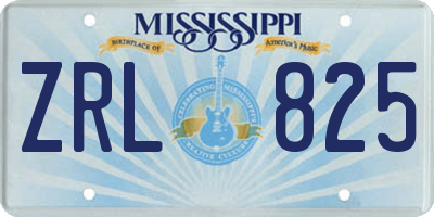 MS license plate ZRL825