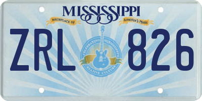 MS license plate ZRL826