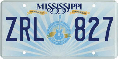 MS license plate ZRL827