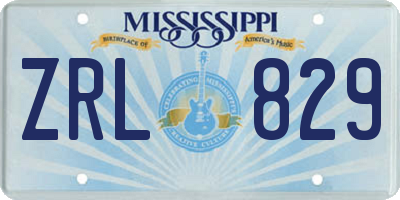 MS license plate ZRL829