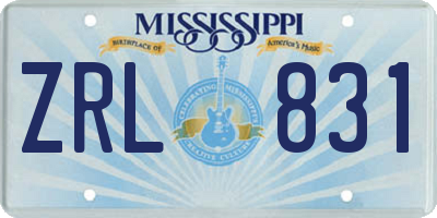 MS license plate ZRL831