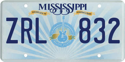 MS license plate ZRL832