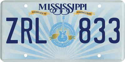 MS license plate ZRL833