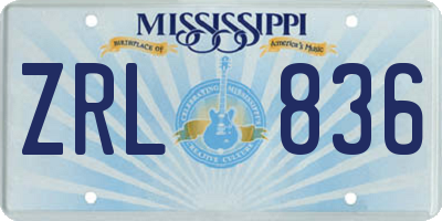 MS license plate ZRL836