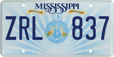 MS license plate ZRL837