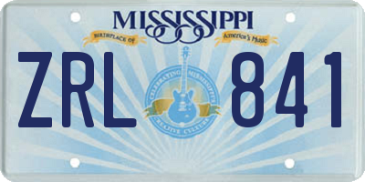 MS license plate ZRL841