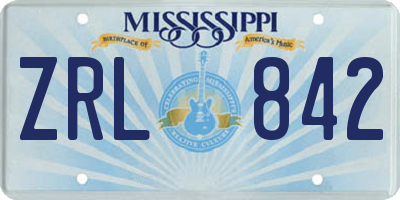 MS license plate ZRL842