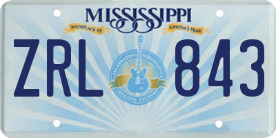 MS license plate ZRL843