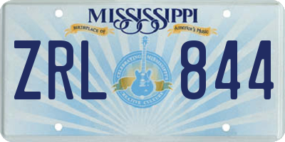MS license plate ZRL844
