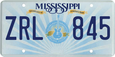 MS license plate ZRL845