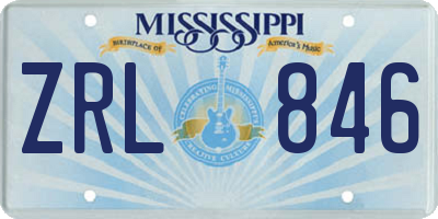 MS license plate ZRL846