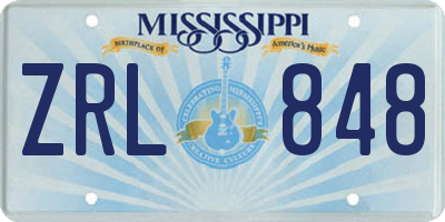 MS license plate ZRL848