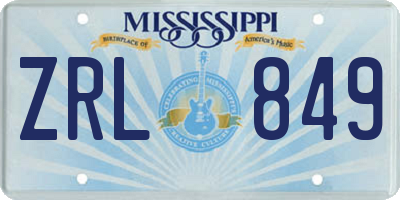 MS license plate ZRL849