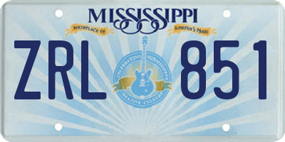 MS license plate ZRL851