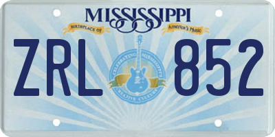 MS license plate ZRL852