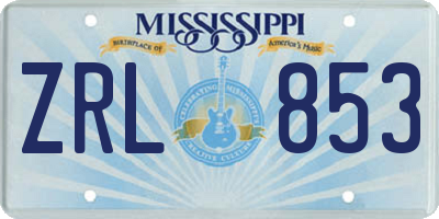 MS license plate ZRL853