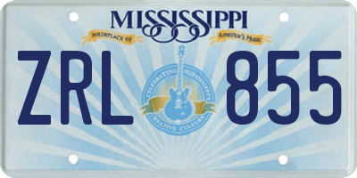 MS license plate ZRL855
