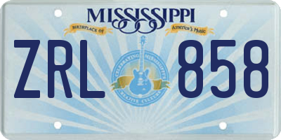 MS license plate ZRL858
